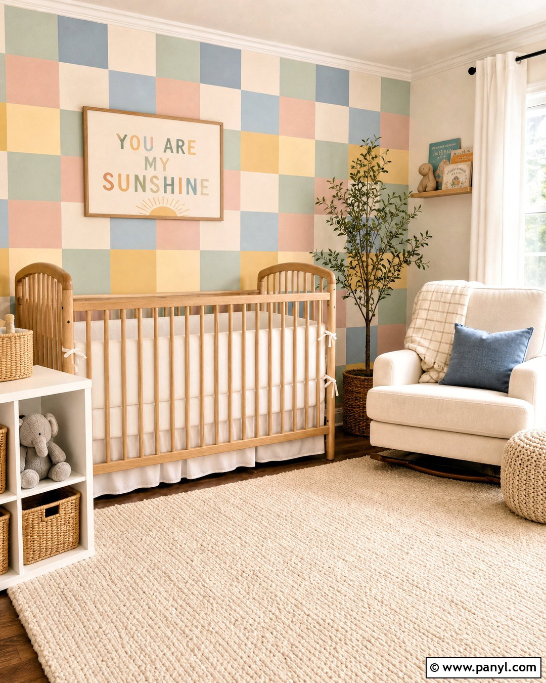 Pastel Checkered Nursery Wall - 20 diy checkered wall ideas
