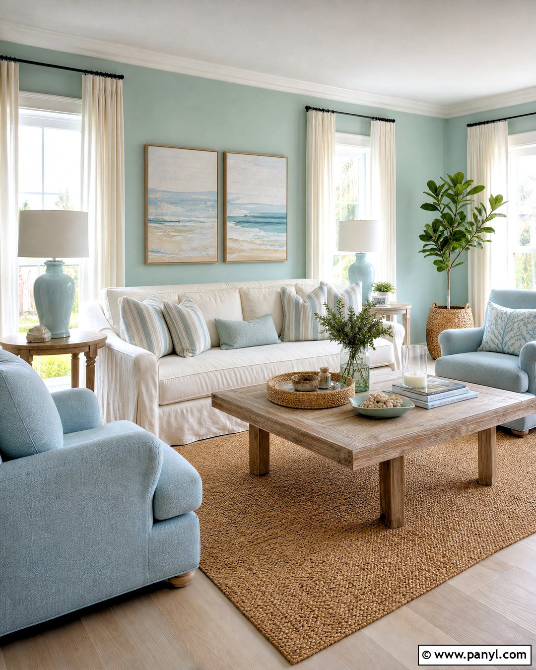 Pastel Coastal Living Room - 20 pastel color interior design ideas