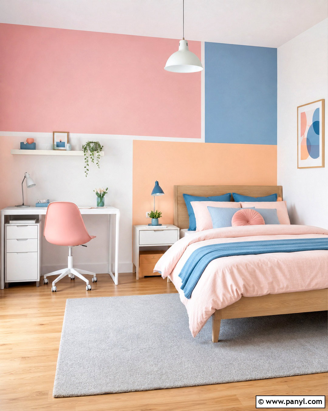 Pastel Color Block Geometric Wall Paint - 35 Simple Geometric Wall Paint Ideas