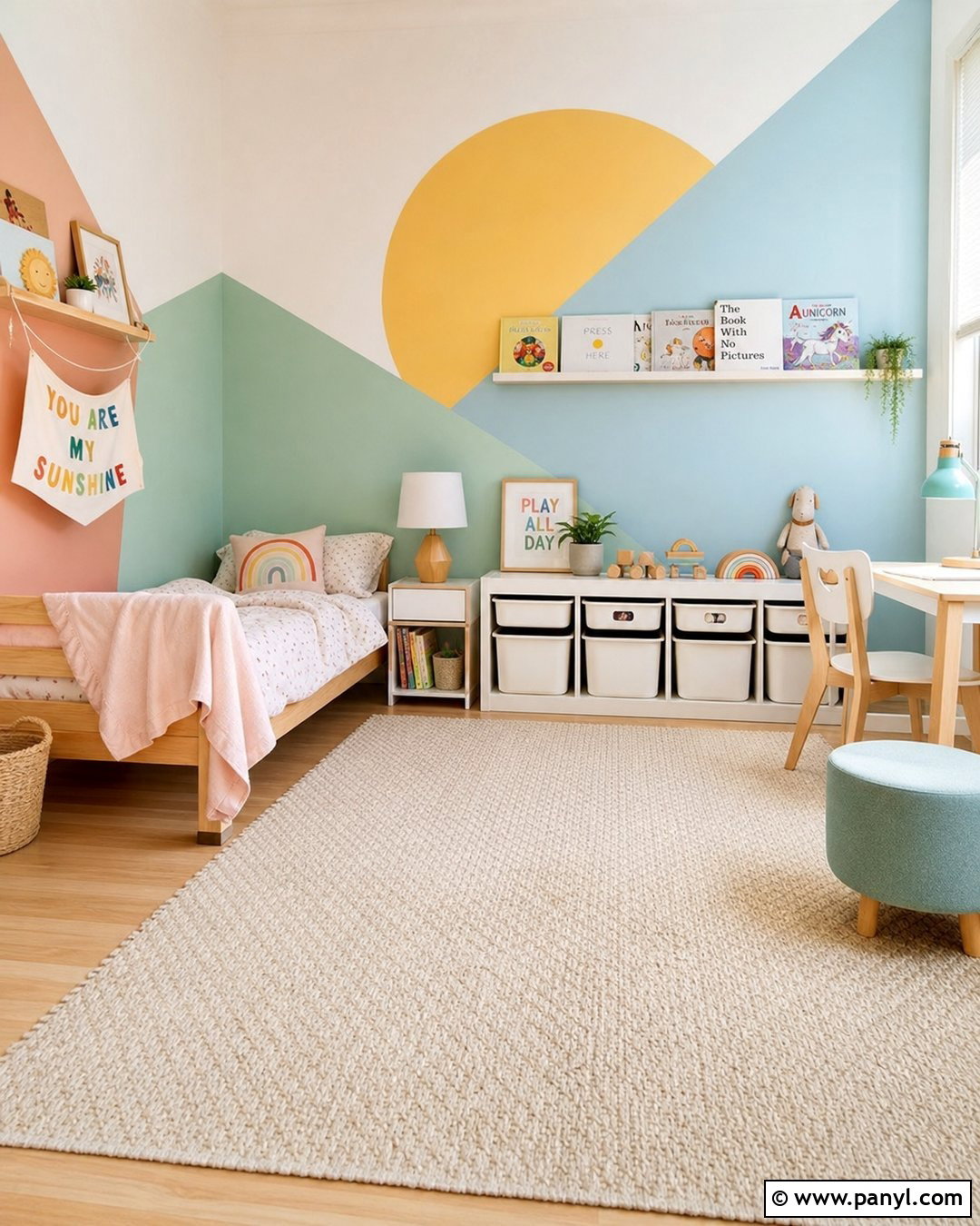 Pastel Color Block Kids Room - 30 pastel wall paint ideas