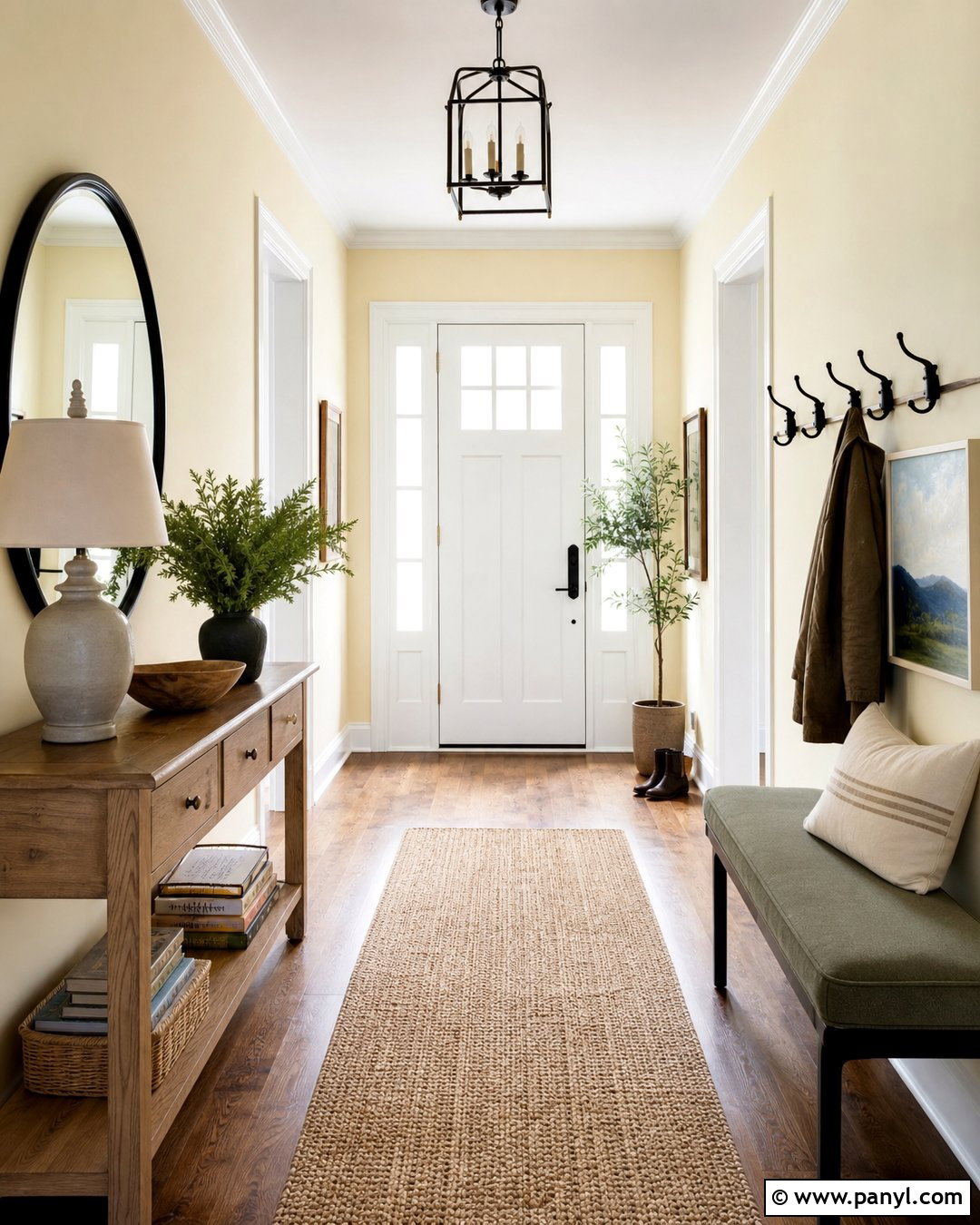 Pastel Cream Yellow Entryway - 35 Pastel Wall Color Ideas