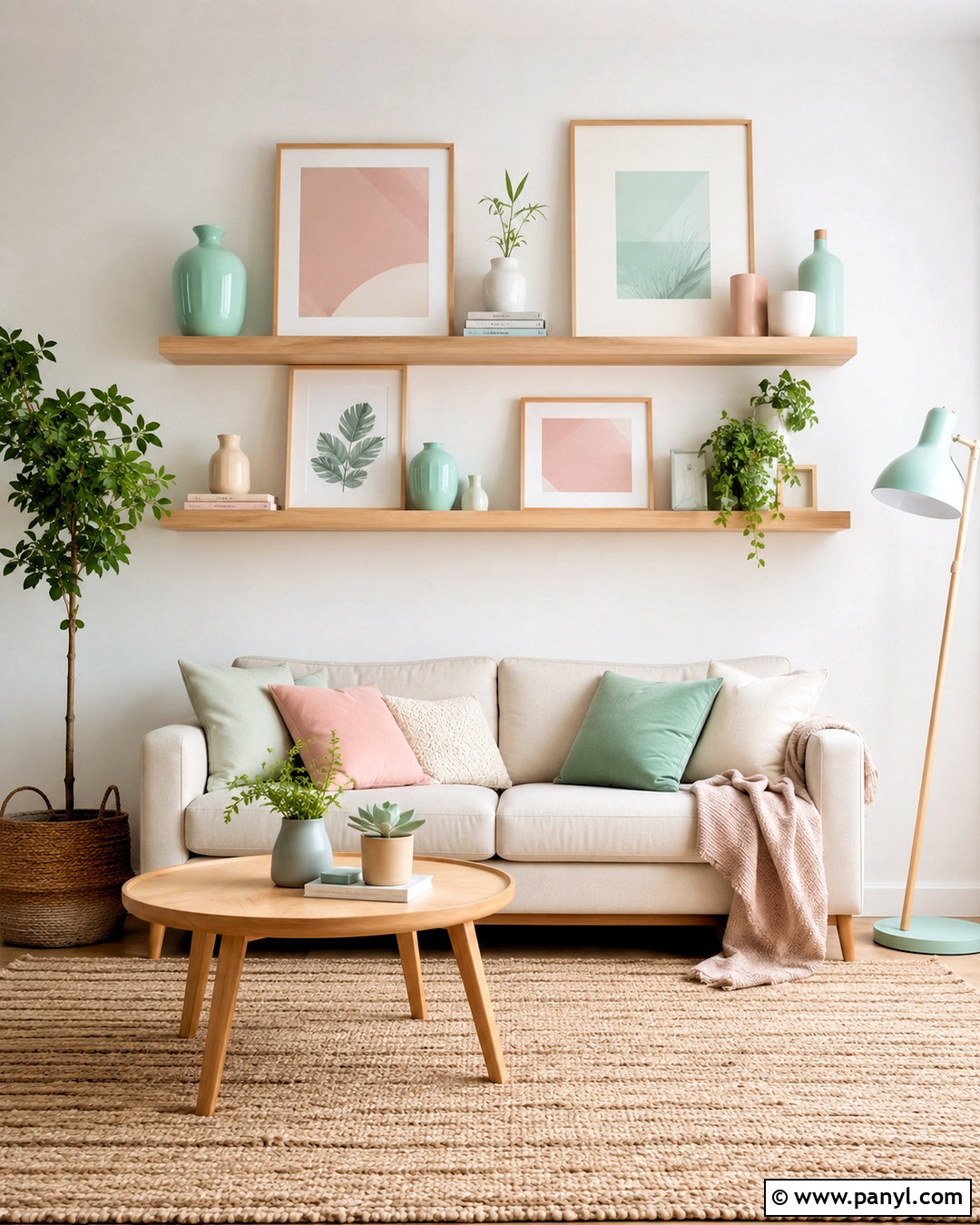Pastel Floating Shelf Wall - 20 pastel wall decor ideas