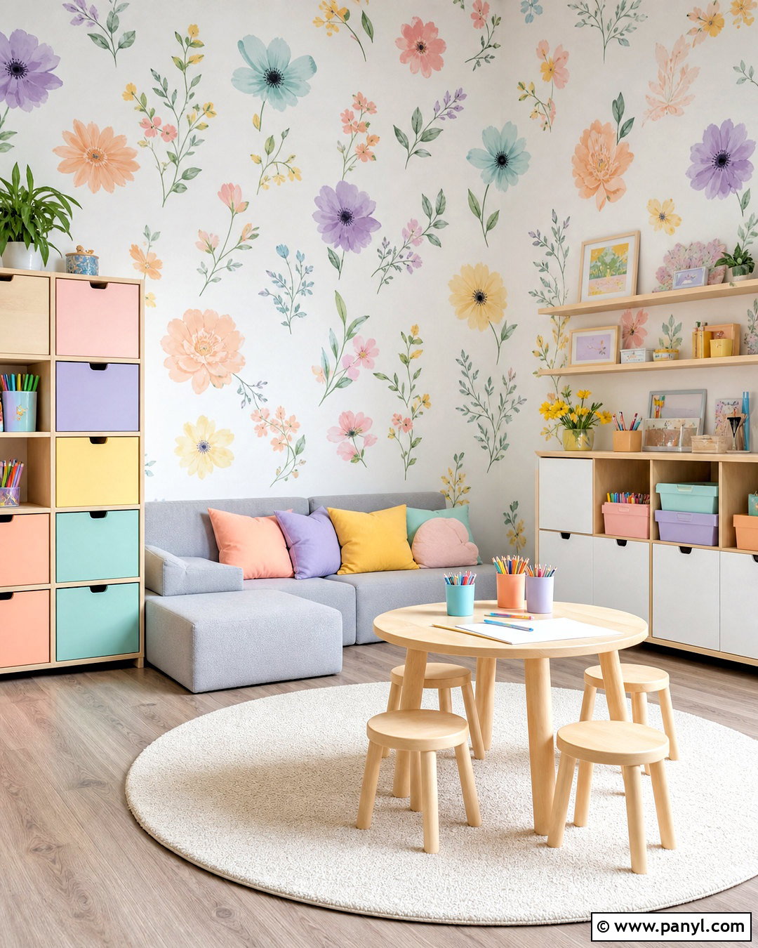Pastel Floral Wall Decals For Playroom - 20 floral wall decals