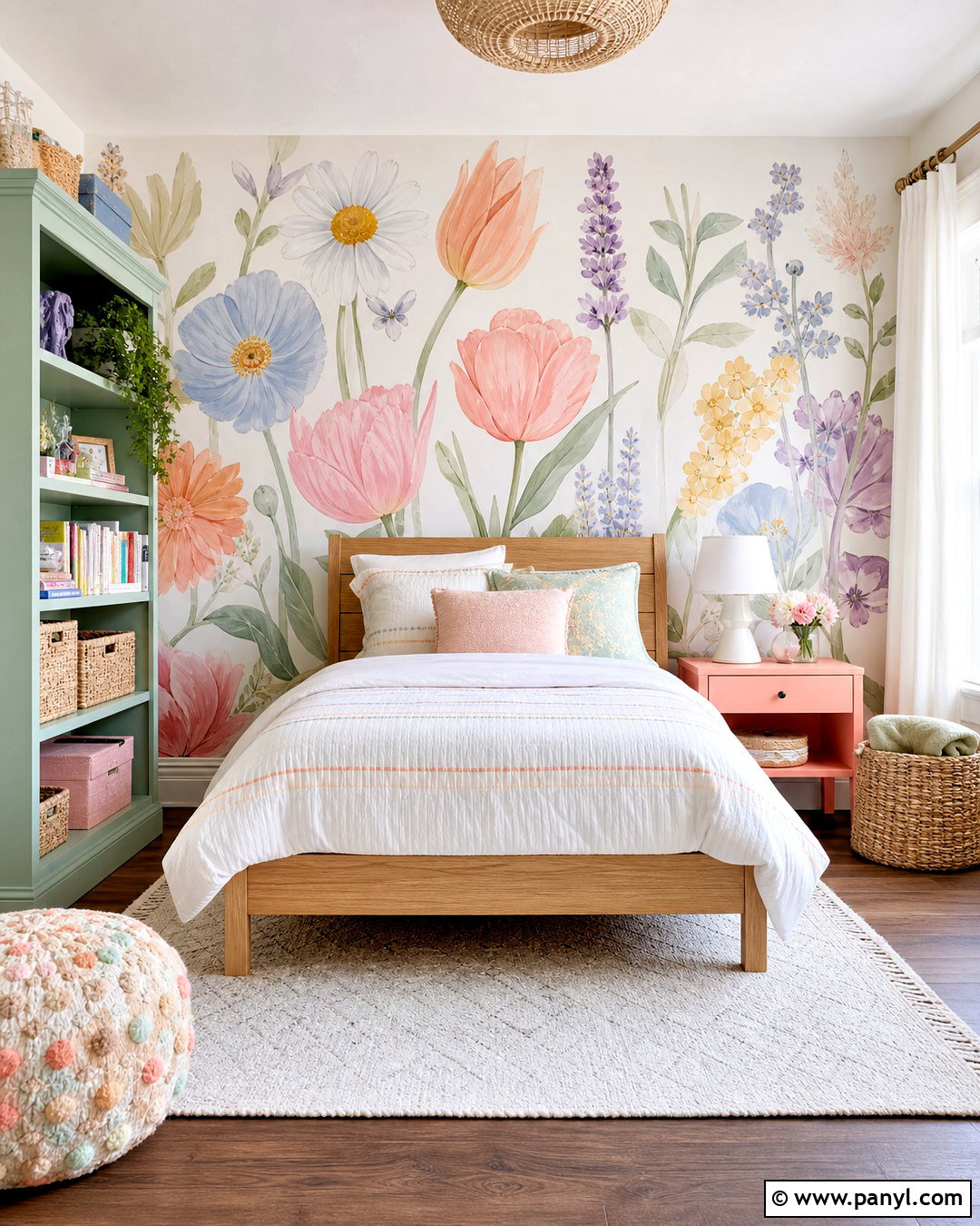 Pastel Floral Wall Mural Kids Bedroom - 20 floral wall mural ideas