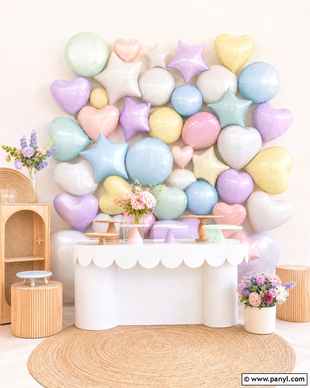 Pastel Foil Balloon Wall - 20 foil balloon wall ideas