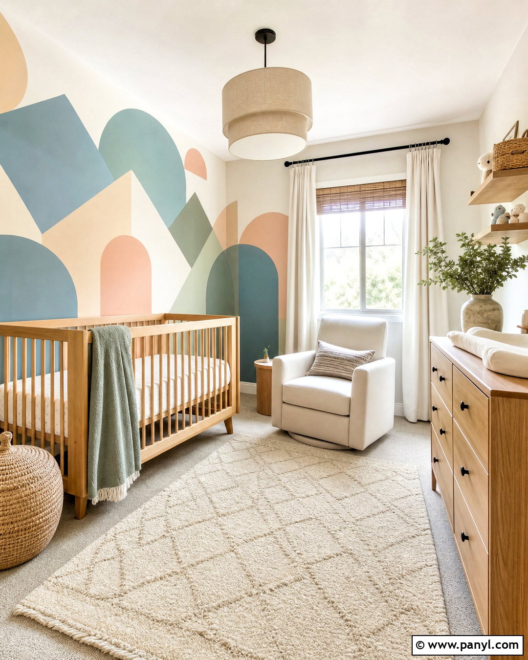 Pastel Geometric Nursery Wall - 20 geometric feature wall ideas