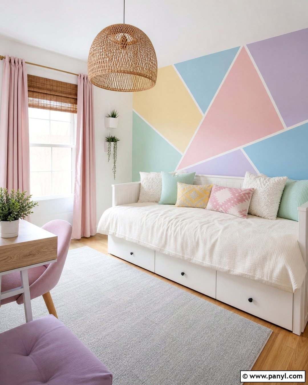 Pastel Geometric Wall Pattern - 35 geometric wall paint patterns
