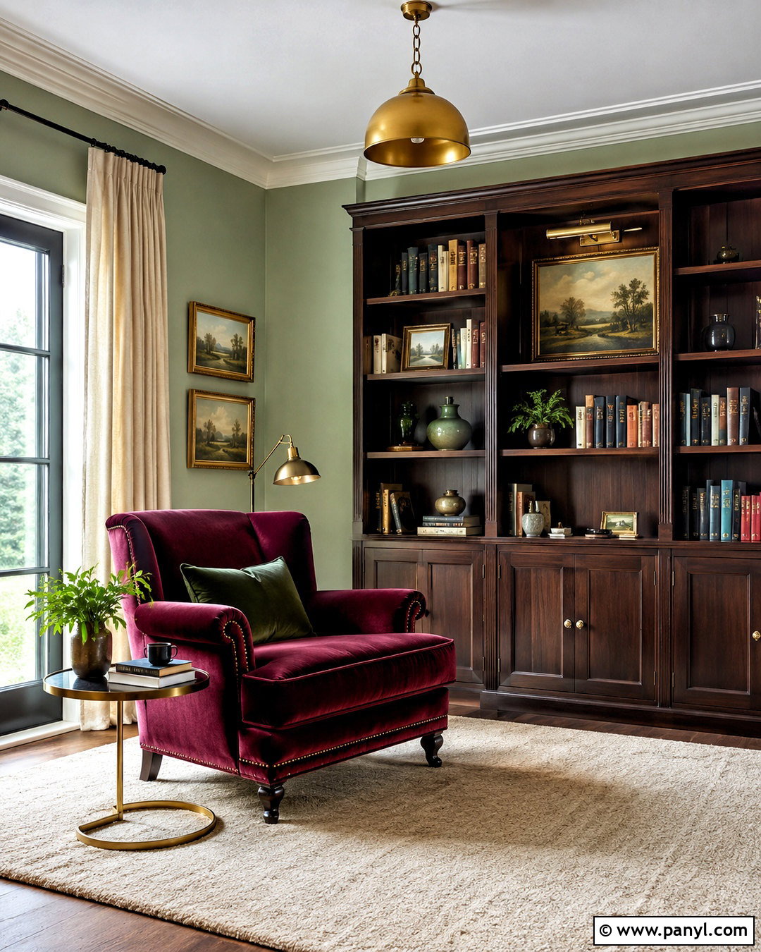 Pastel Green And Burgundy Reading Room - 20 pastel green colour palette ideas