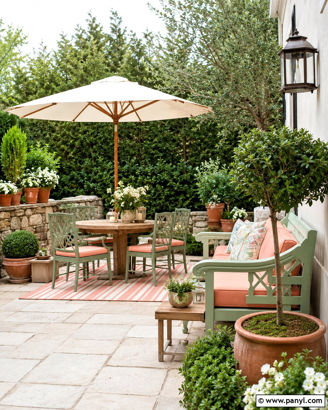 Pastel Green And Coral Patio - 20 pastel green colour palette ideas