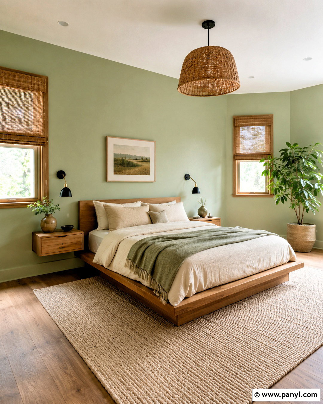 Pastel Green And Natural Wood Bedroom - 20 pastel green bedroom ideas