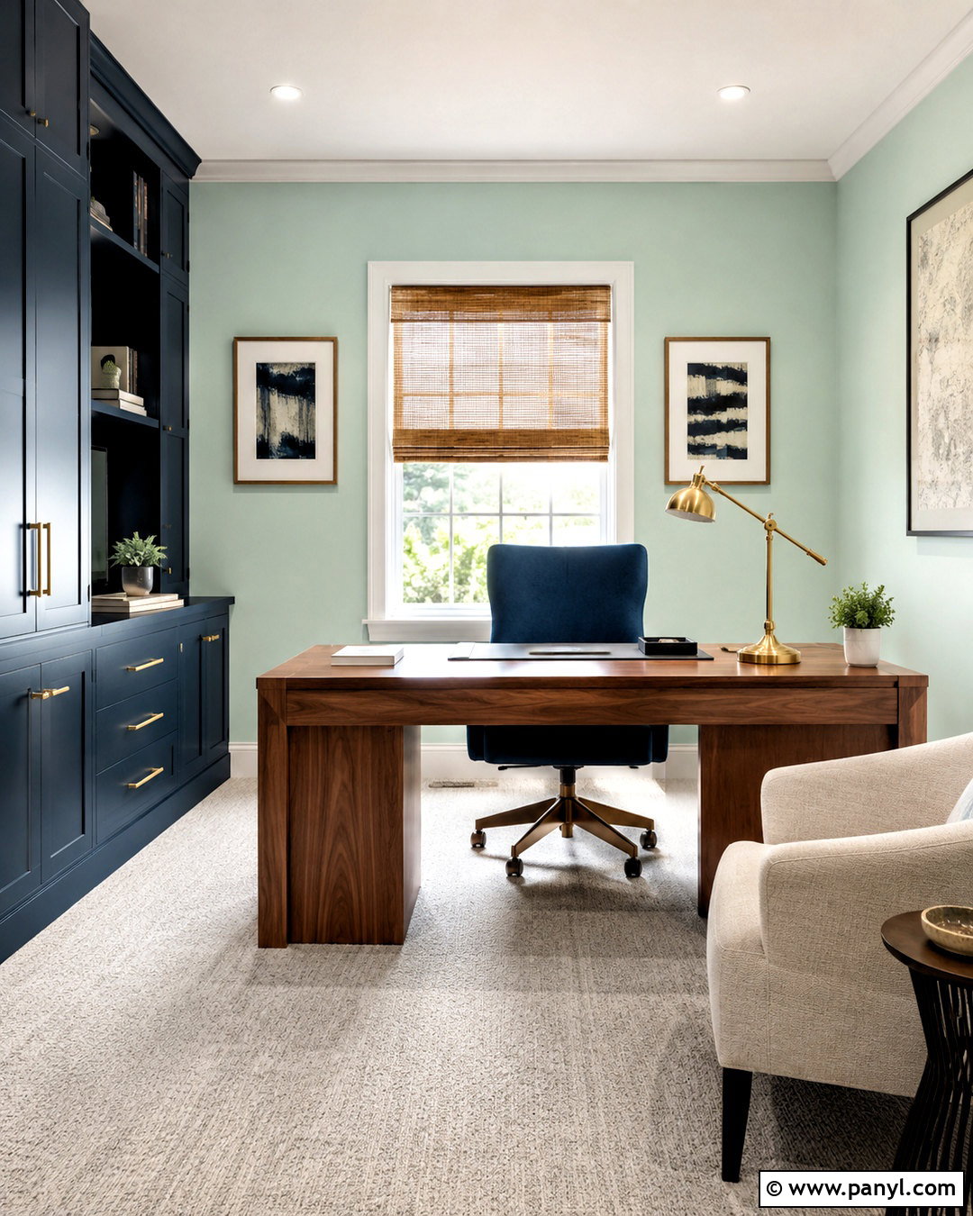 Pastel Green And Navy Home Office - 20 pastel green colour palette ideas