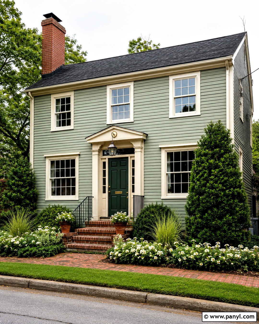 Pastel Green And Red Brick Exterior - 20 pastel green colour palette ideas