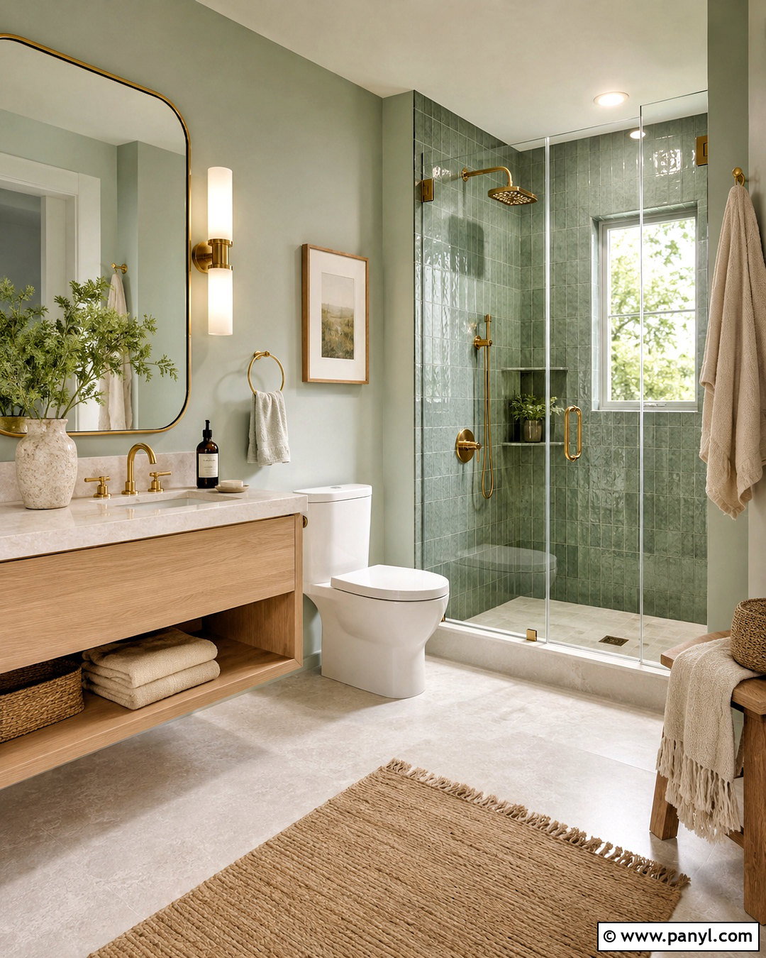 Pastel Green Bathroom With Brass Fixtures - 20 pastel green bathroom ideas
