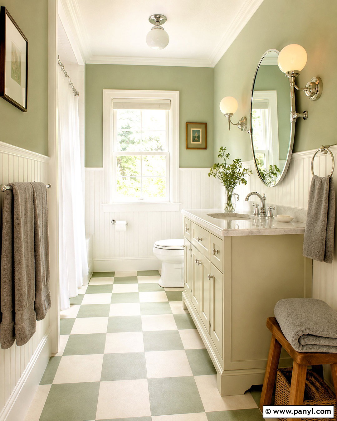 Pastel Green Bathroom With Checkerboard Floor - 20 pastel green bathroom ideas