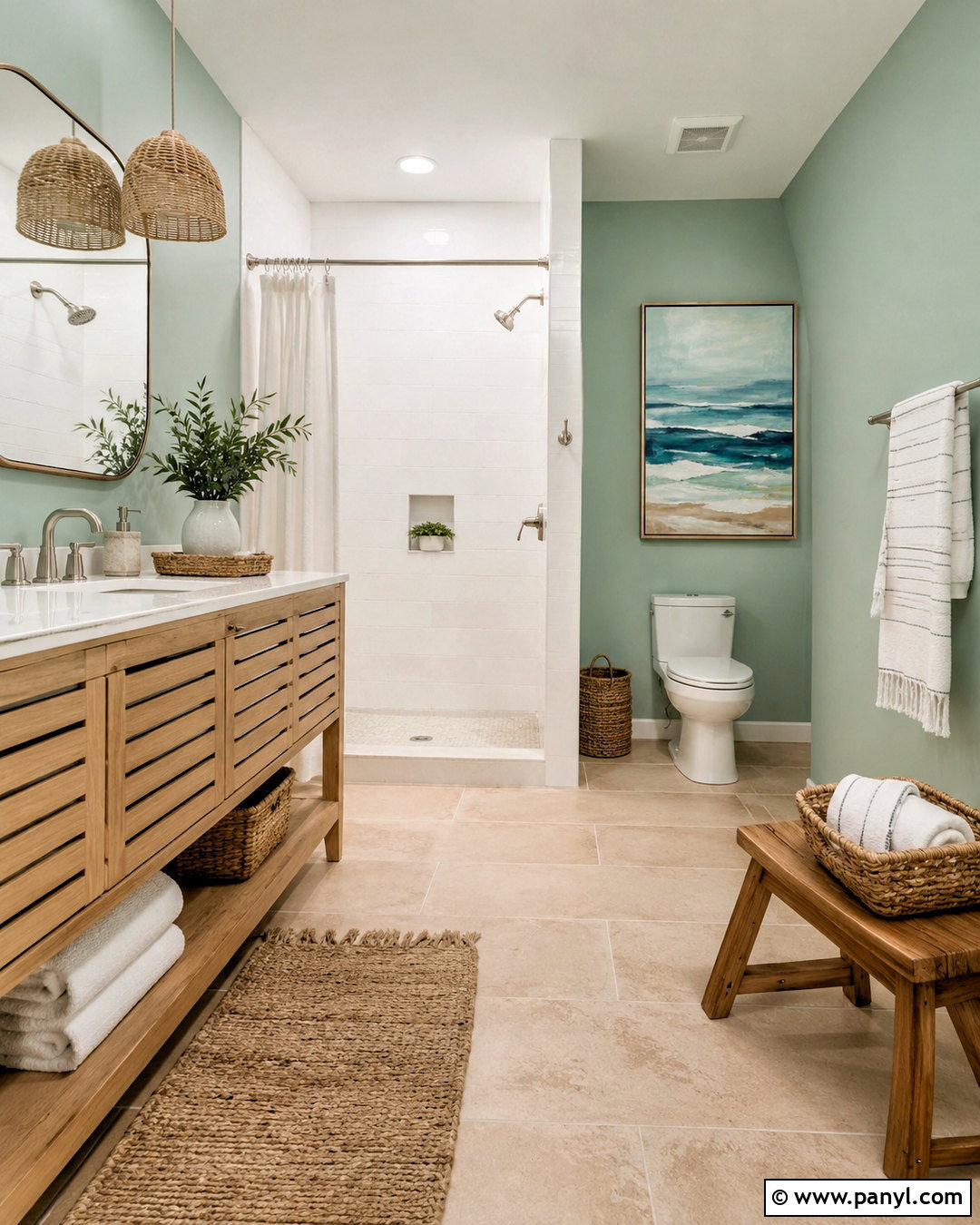 Pastel Green Bathroom With Coastal Decor - 20 pastel green bathroom ideas