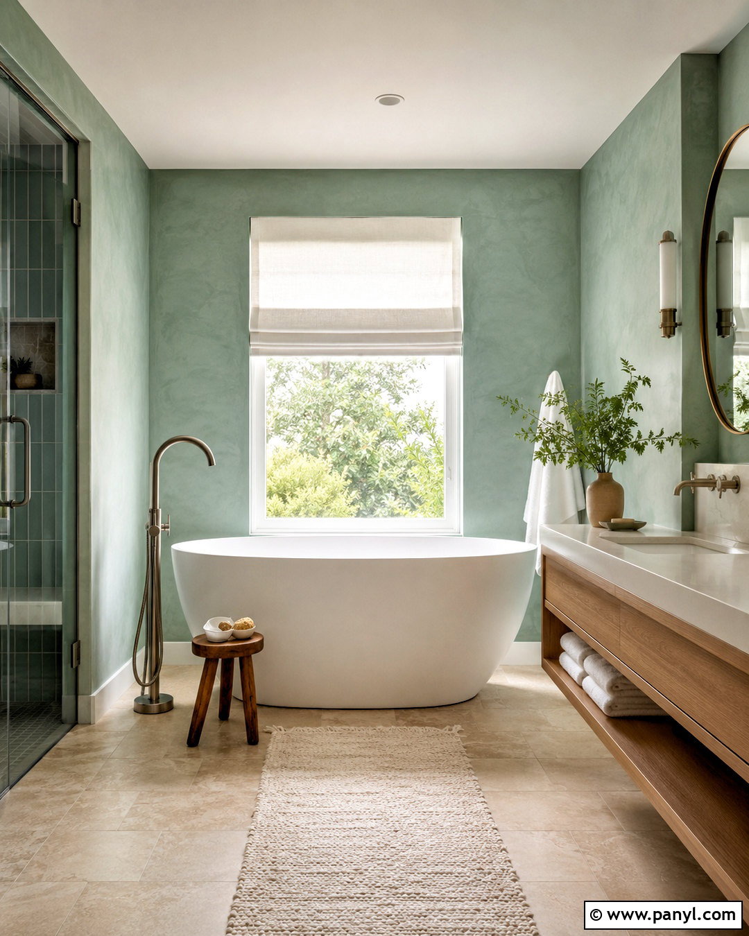 Pastel Green Bathroom With Freestanding Tub - 20 pastel green bathroom ideas