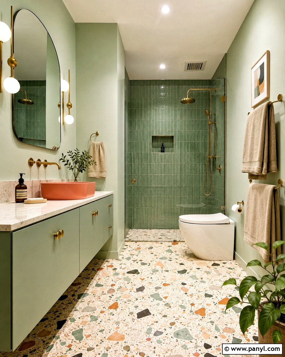 Pastel Green Bathroom With Terrazzo - 20 pastel green bathroom ideas