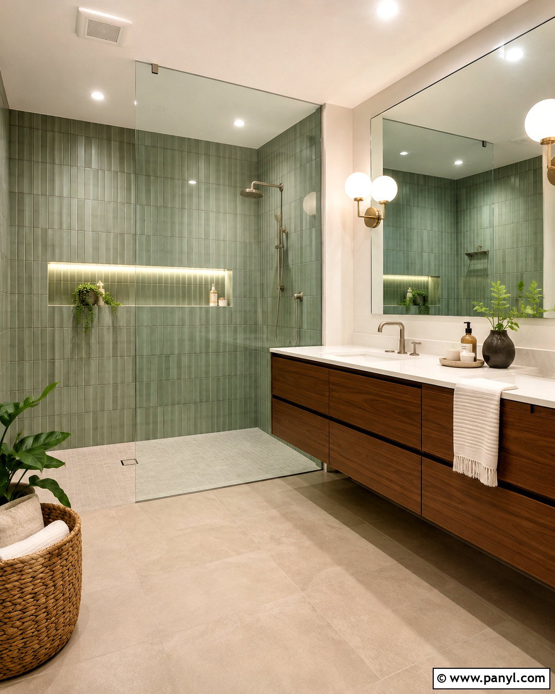 Pastel Green Bathroom With Walk-In Shower - 20 pastel green bathroom ideas