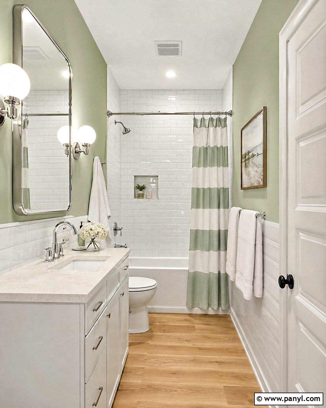Pastel Green Bathroom With White Subway Tile - 20 pastel green bathroom ideas