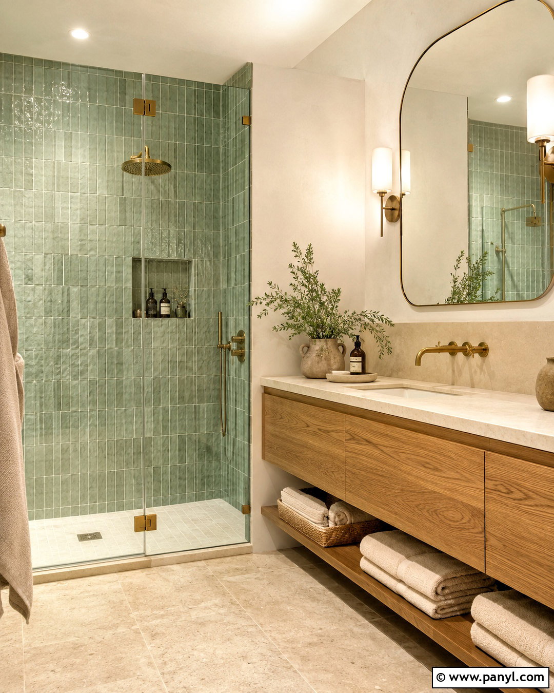 Pastel Green Bathroom With Zellige Tile - 20 pastel green bathroom ideas