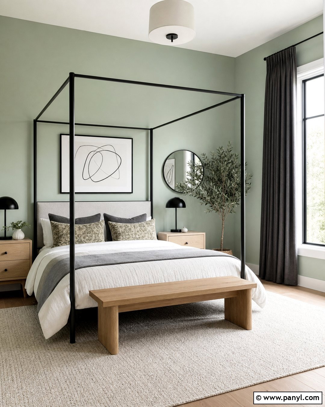 Pastel Green Bedroom With Black Accents - 35 pastel green wall ideas