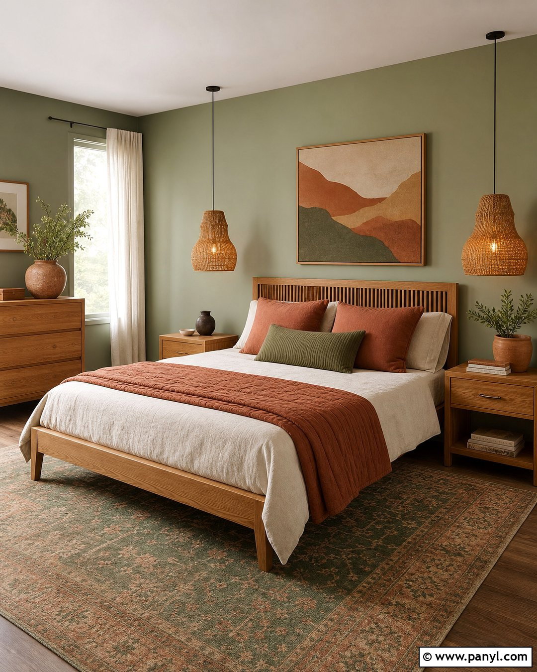 Pastel Green Bedroom With Terracotta Accents - 35 pastel green wall ideas