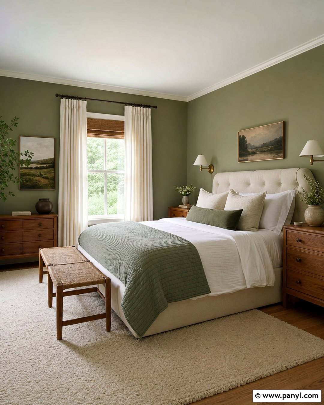 Pastel Green Bedroom With White Bedding - 35 pastel green wall ideas