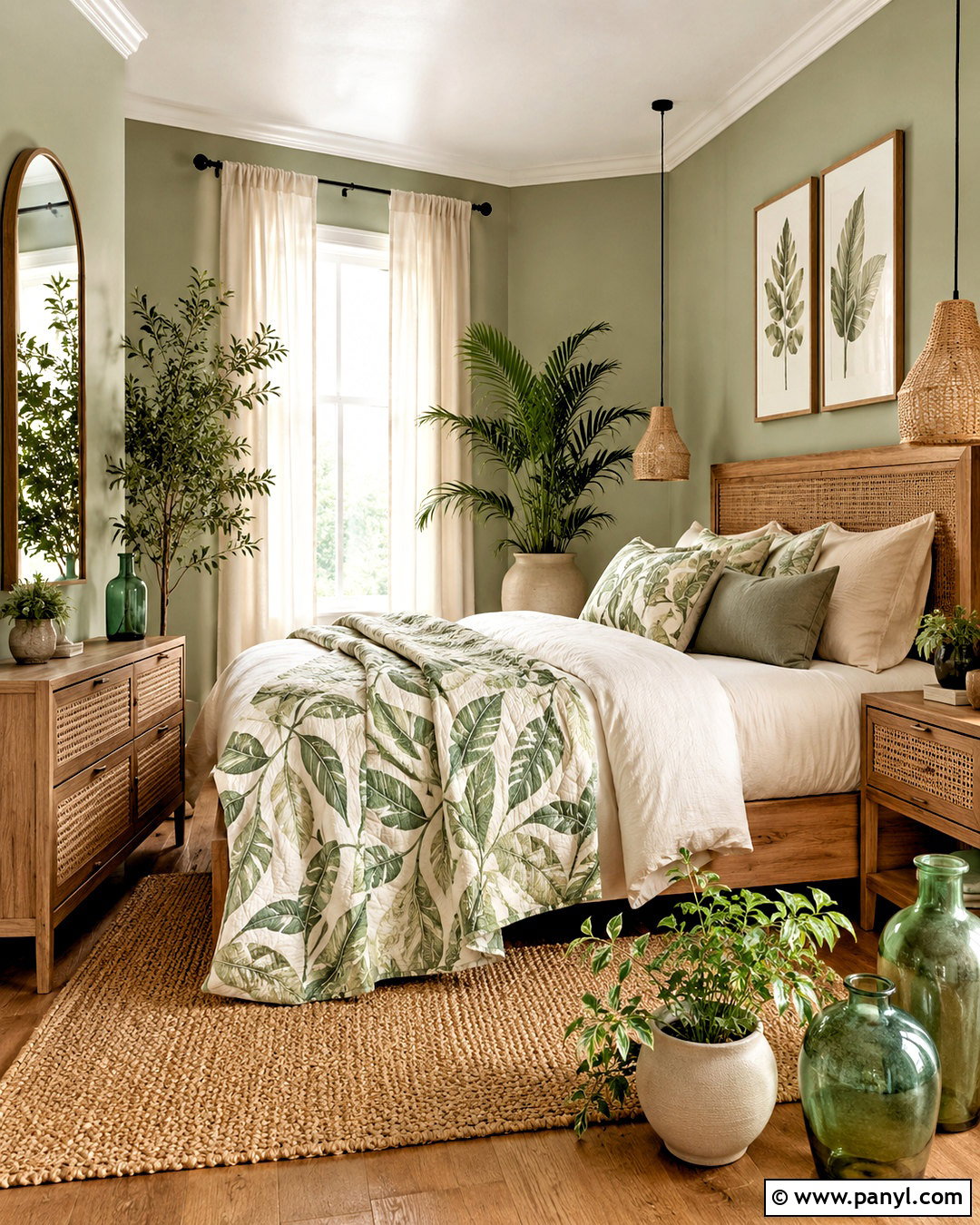 Pastel Green Botanical Bedroom - 20 pastel green room aesthetic ideas