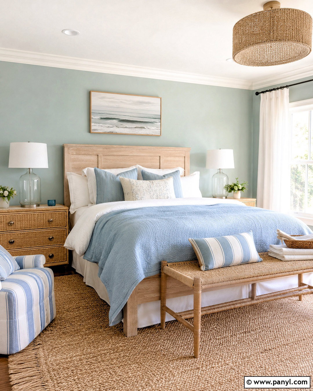 Pastel Green Coastal Bedroom - 20 pastel green room aesthetic ideas