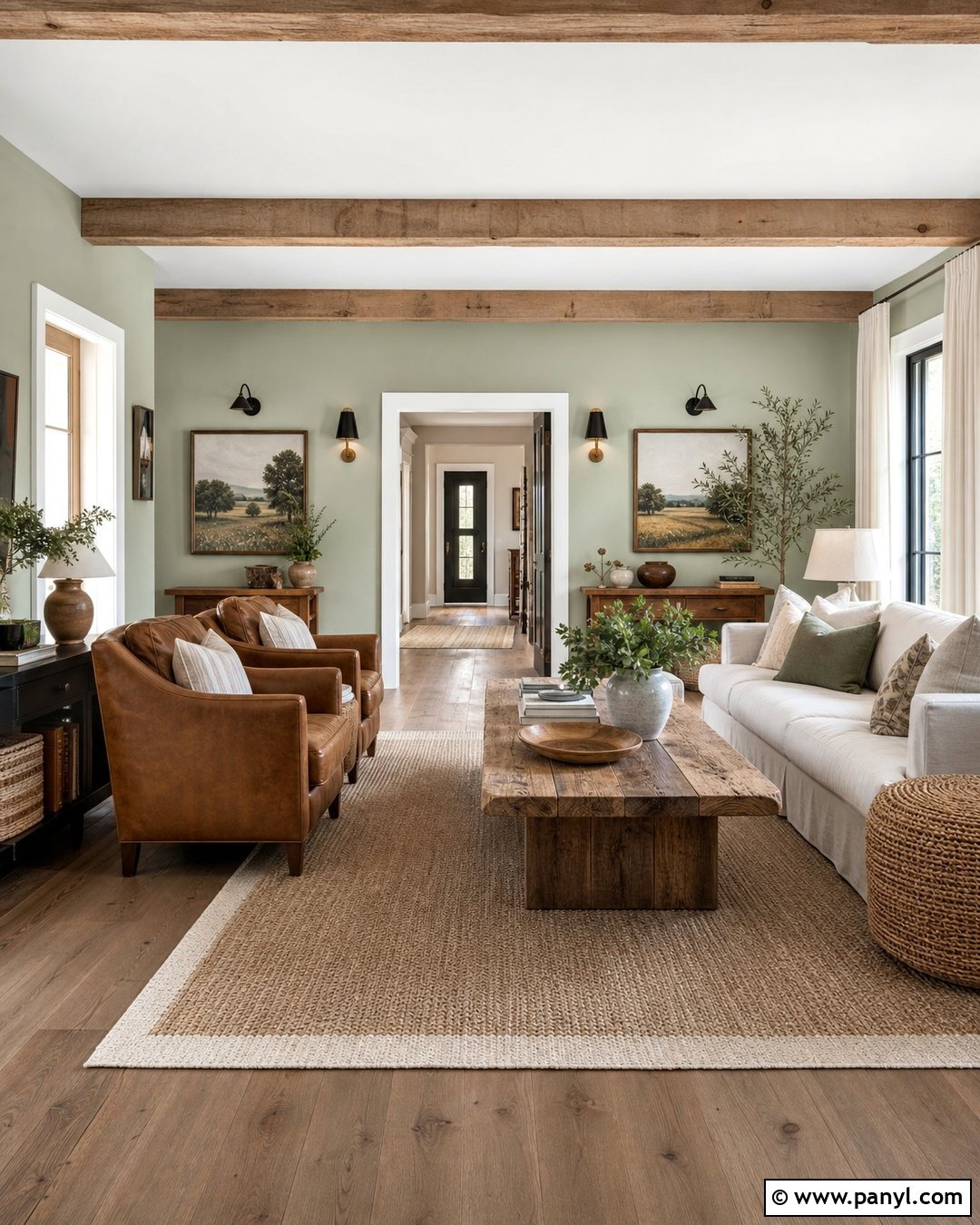 Pastel Green Farmhouse Living Room - 35 pastel green wall ideas