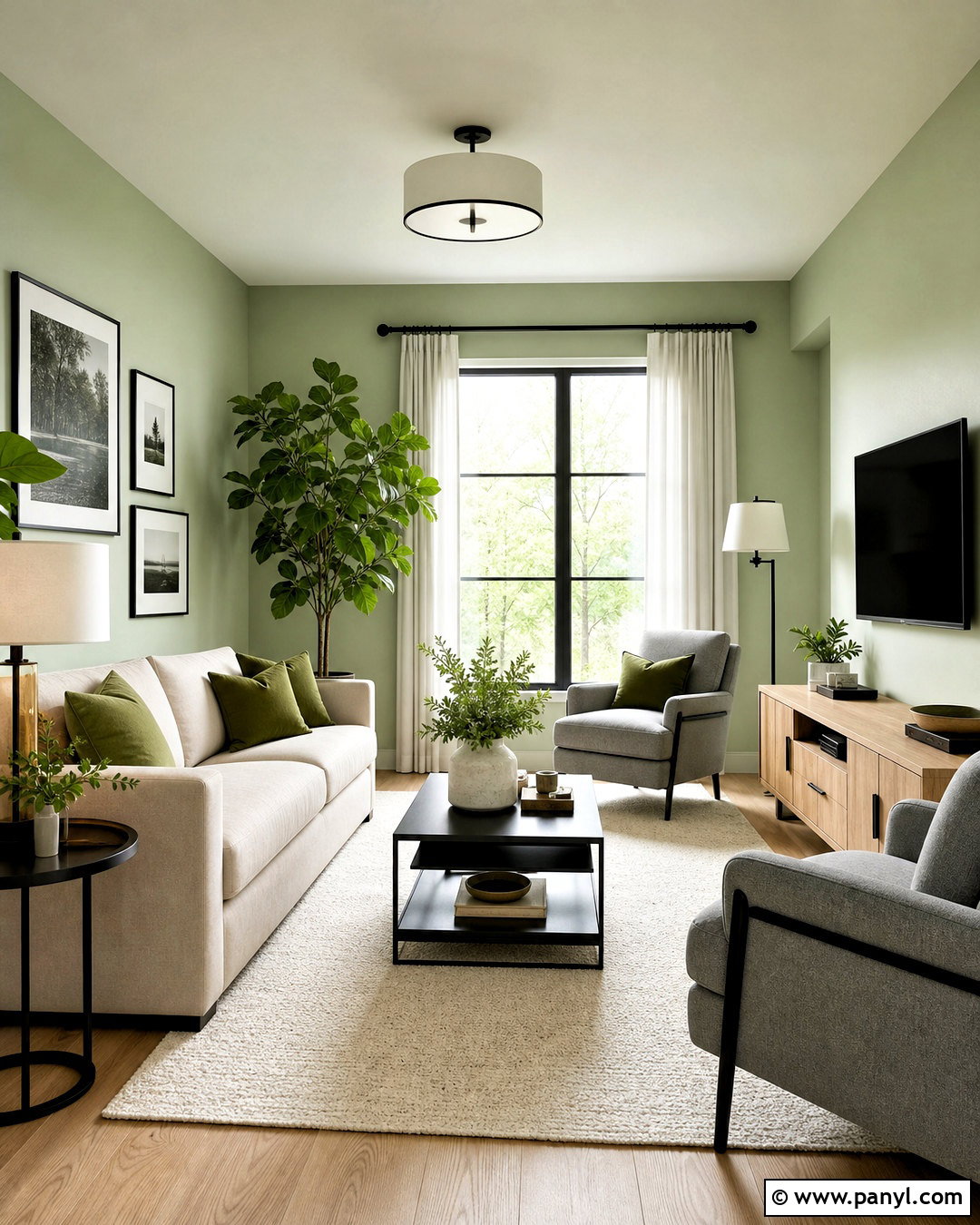 Pastel Green Living Room With Black Accents - 20 pastel green living room ideas