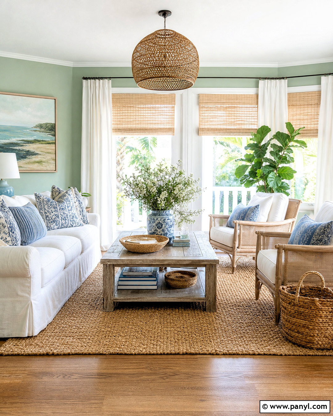 Pastel Green Living Room With Coastal Decor - 20 pastel green living room ideas