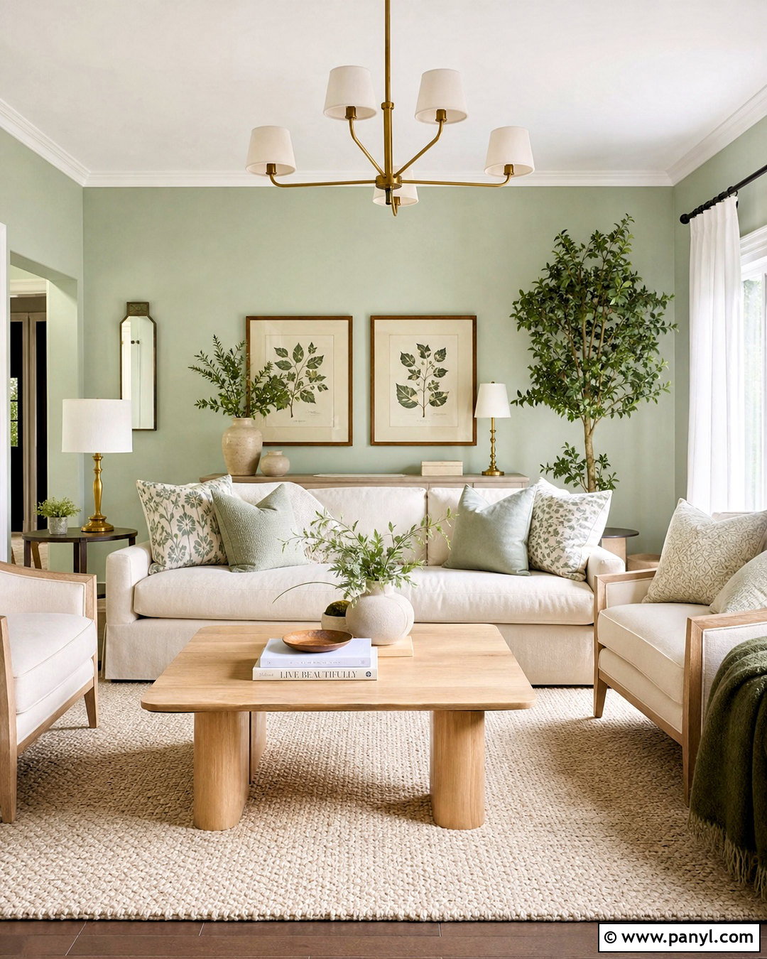 Pastel Green Living Room With Cream Furniture - 20 pastel green living room ideas