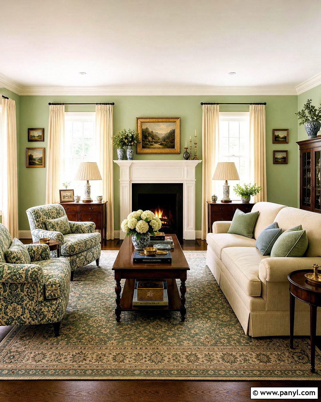 Pastel Green Living Room With Traditional Decor - 20 pastel green living room ideas