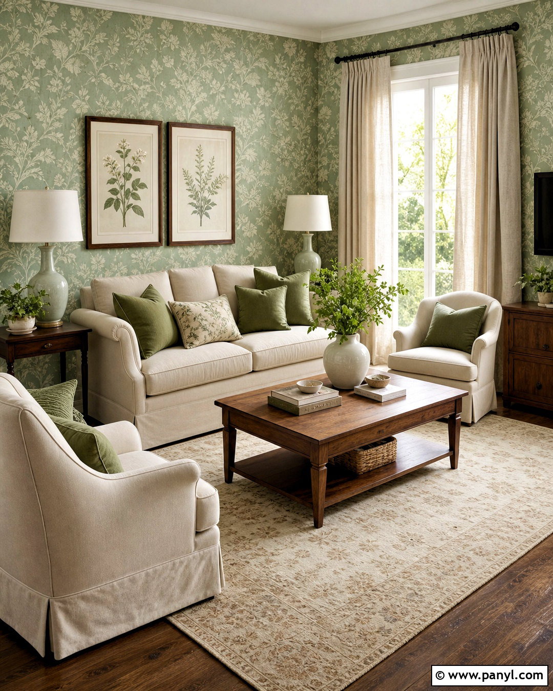 Pastel Green Living Room With Wallpaper - 20 pastel green living room ideas