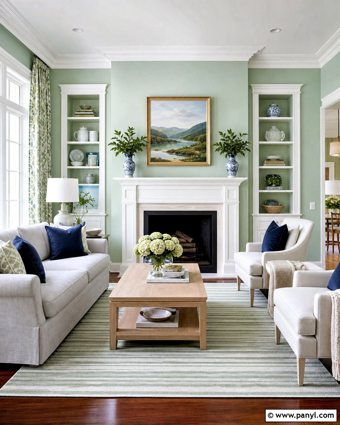 Pastel Green Living Room With White Trim - 20 pastel green living room ideas