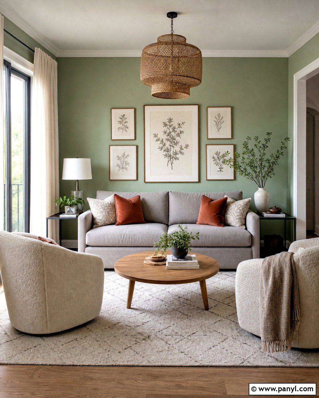 Pastel Green Living Room With a Gray Sofa - 20 pastel green living room ideas