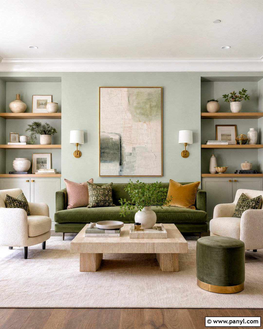 Pastel Green Living Room With a Green Sofa - 20 pastel green living room ideas