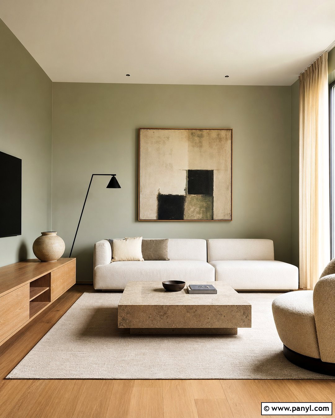 Pastel Green Minimalist Living Room - 35 pastel green wall ideas