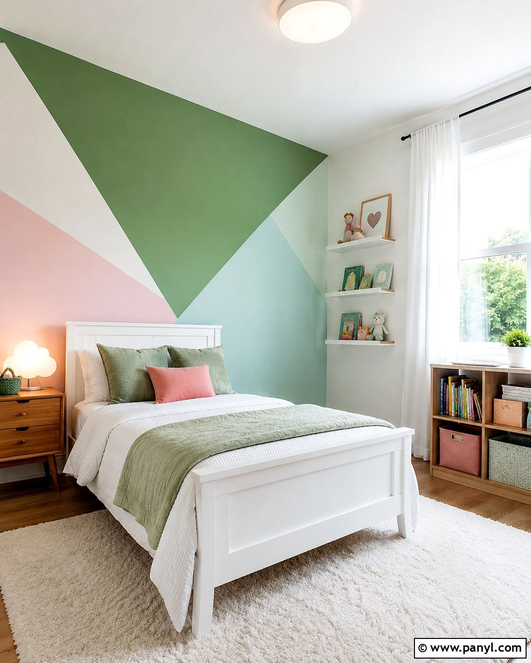 Pastel Green Triangle Kids Bedroom Wall - 20 Green Triangle Wall Paint Ideas