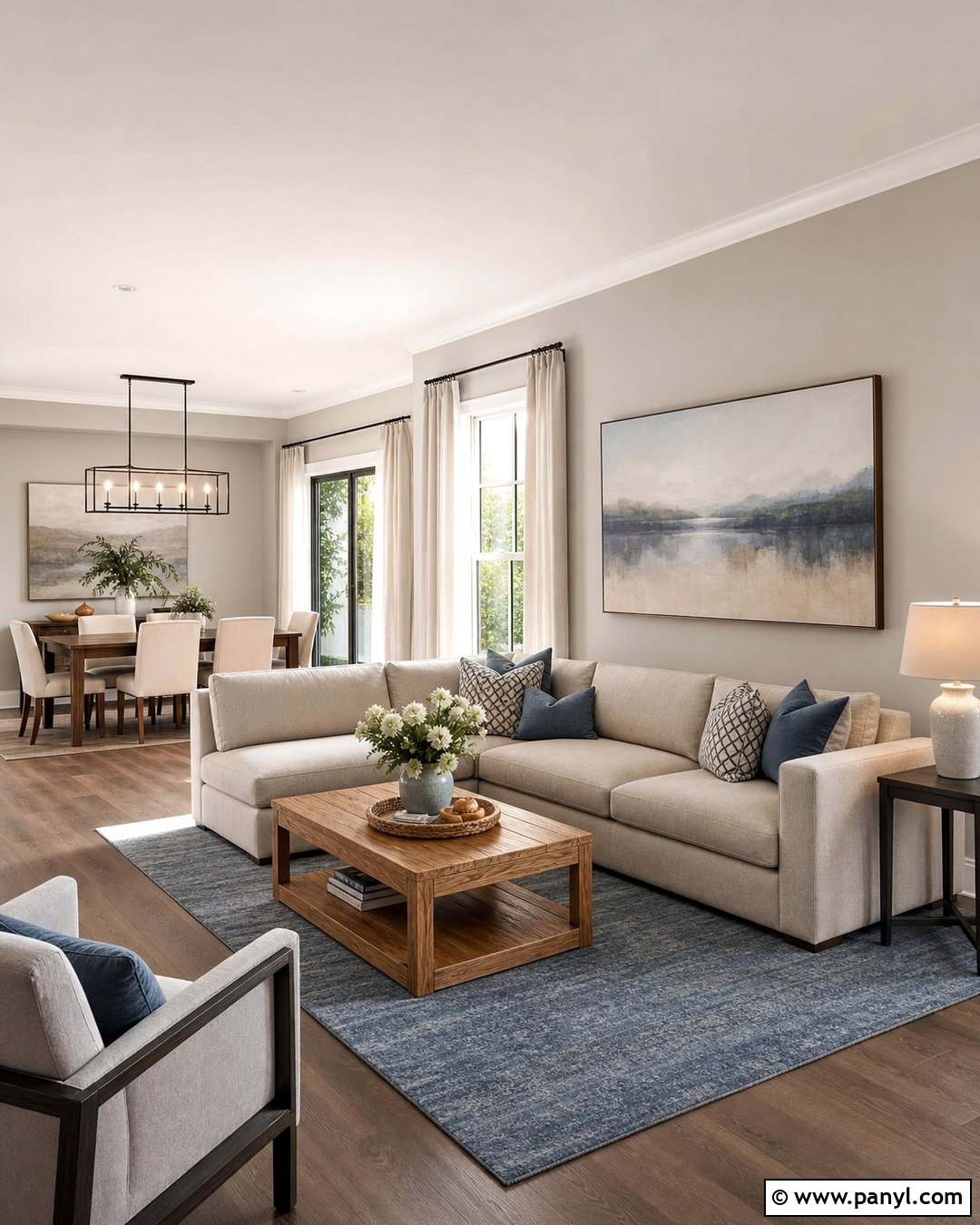 Pastel Greige Open Plan Room - 35 Pastel Wall Color Ideas