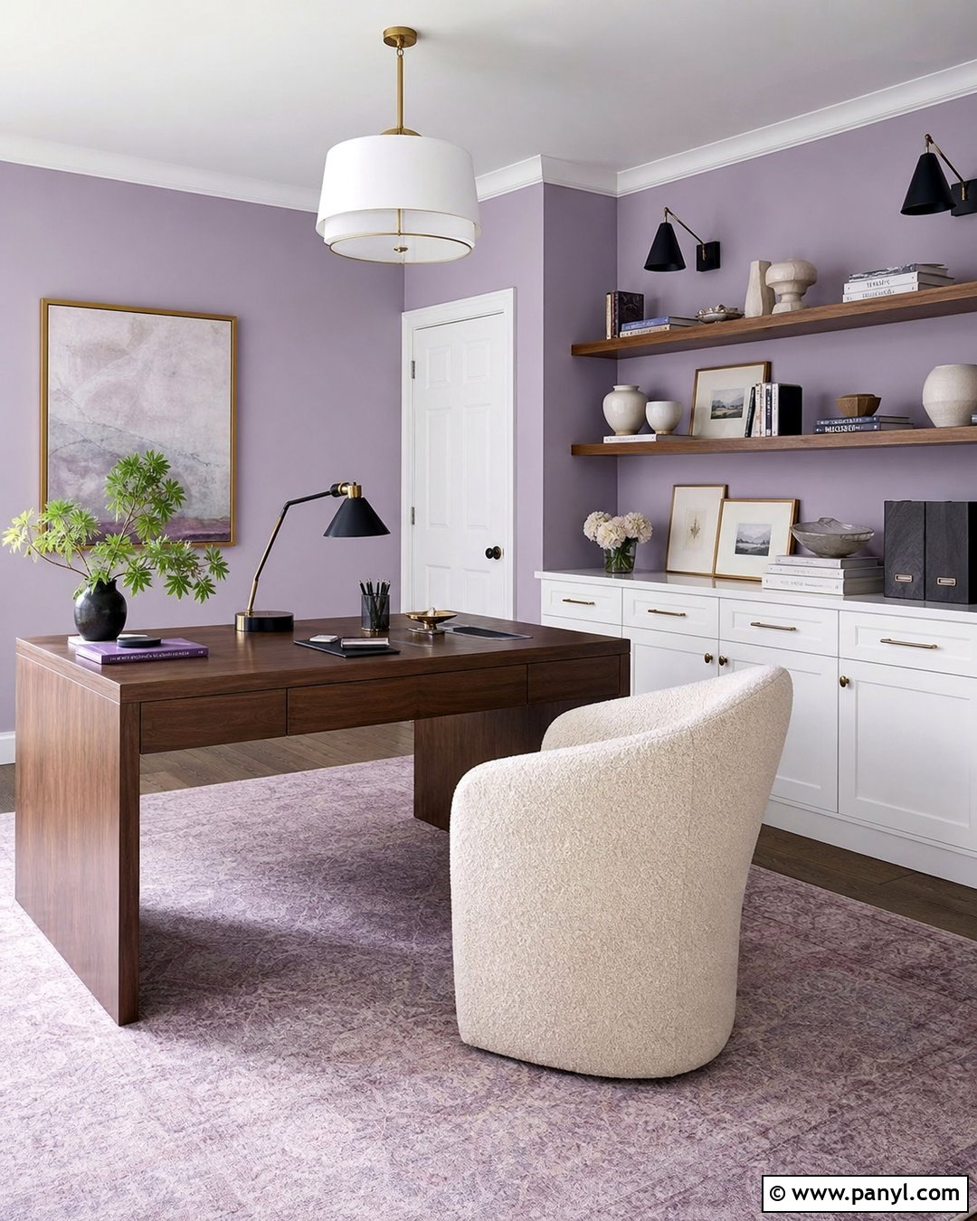 Pastel Lavender Home Office - 35 Pastel Wall Color Ideas