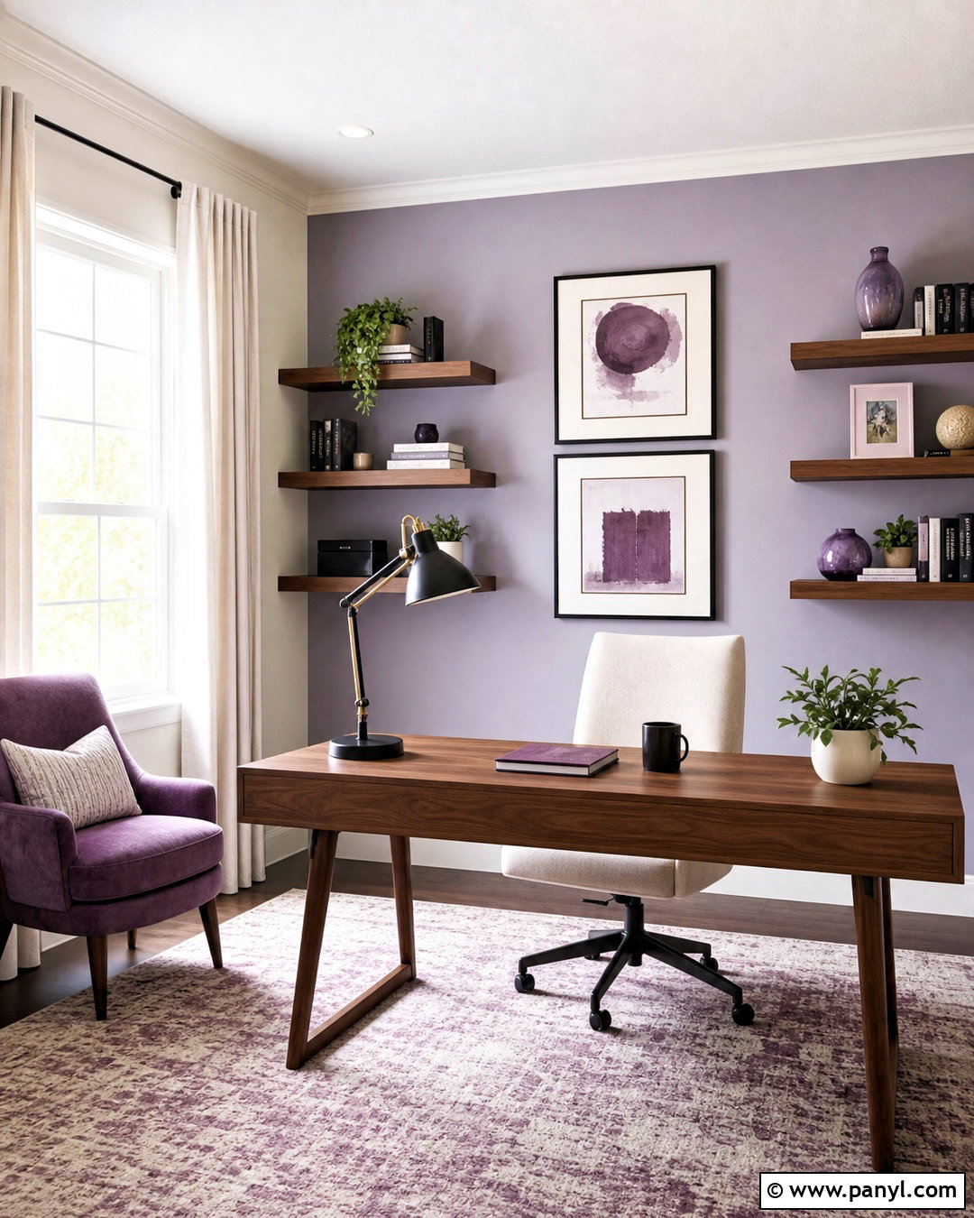 Pastel Lavender Home Office - 20 pastel color interior design ideas