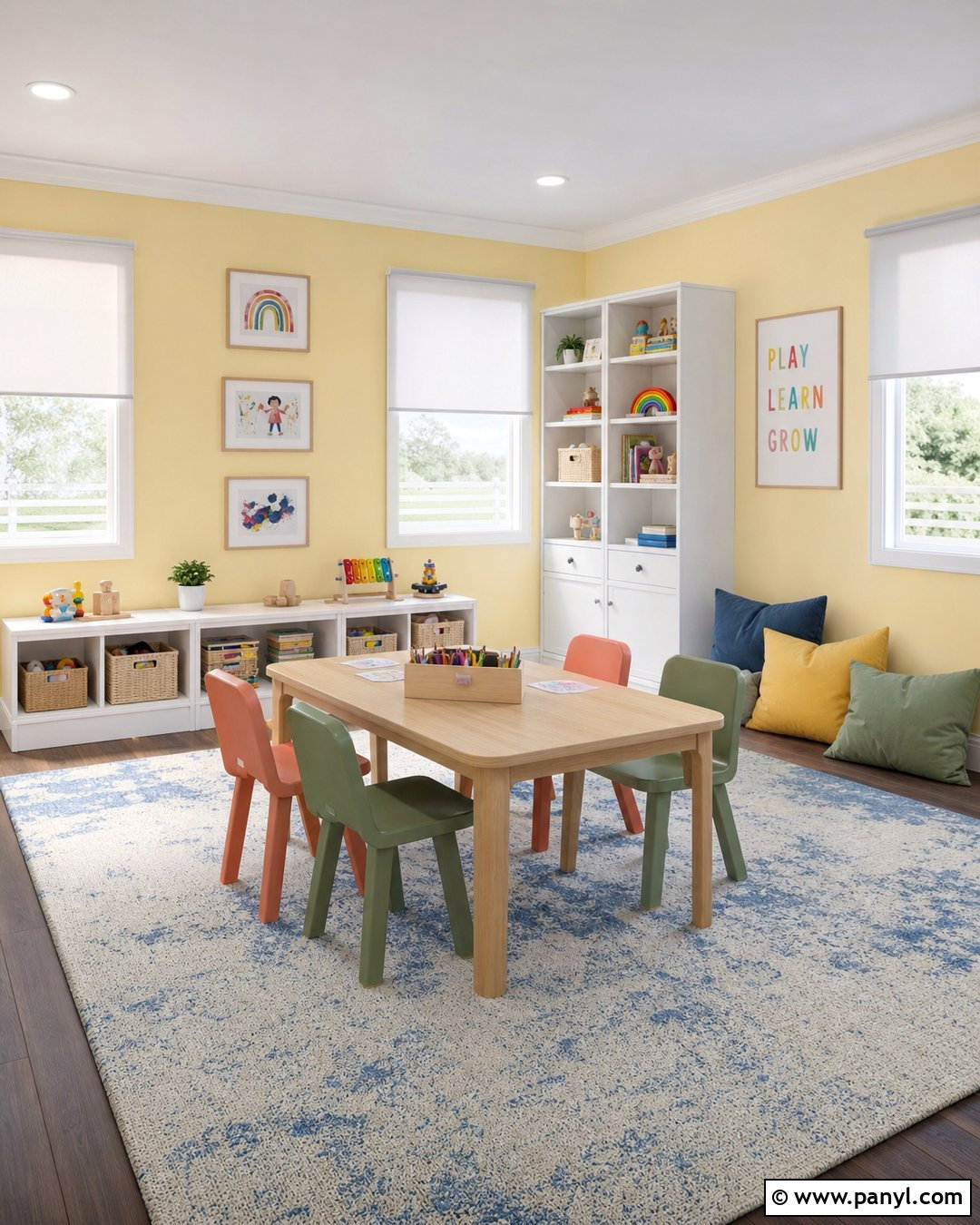 Pastel Lemon Yellow Playroom - 35 Pastel Wall Color Ideas