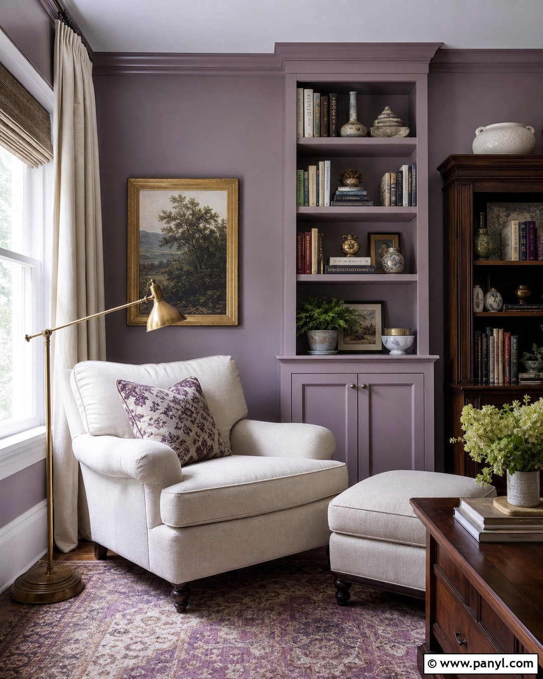 Pastel Lilac Reading Room - 30 pastel wall paint ideas