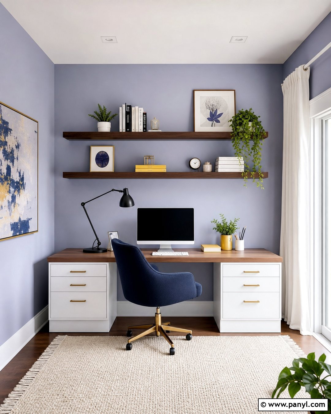 Pastel Periwinkle Home Office - 35 Pastel Wall Color Ideas