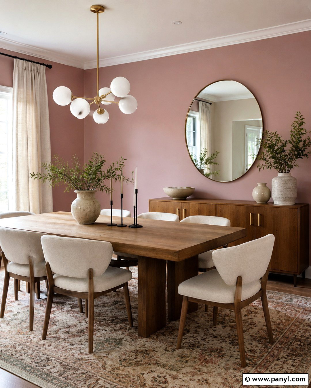 Pastel Pink Accent Wall In A Dining Room - 20 Pastel Pink Accent Wall Ideas