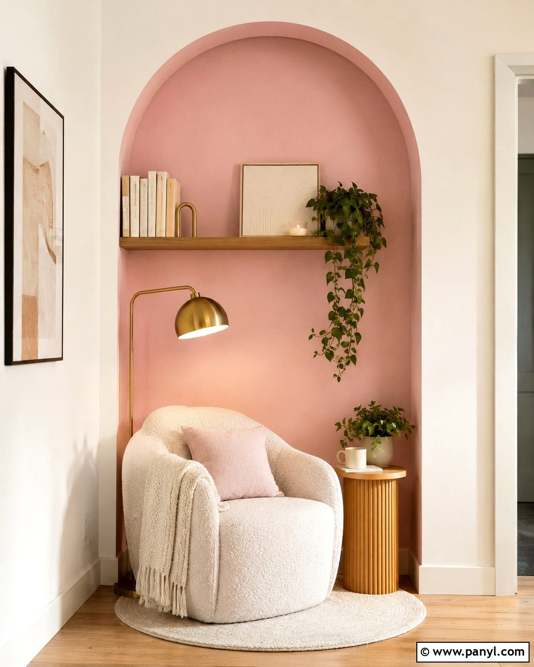 Pastel Pink Accent Wall With A Painted Arch - 20 Pastel Pink Accent Wall Ideas