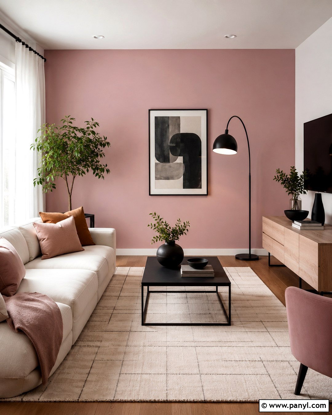 Pastel Pink Accent Wall With Black Accents - 20 Pastel Pink Accent Wall Ideas