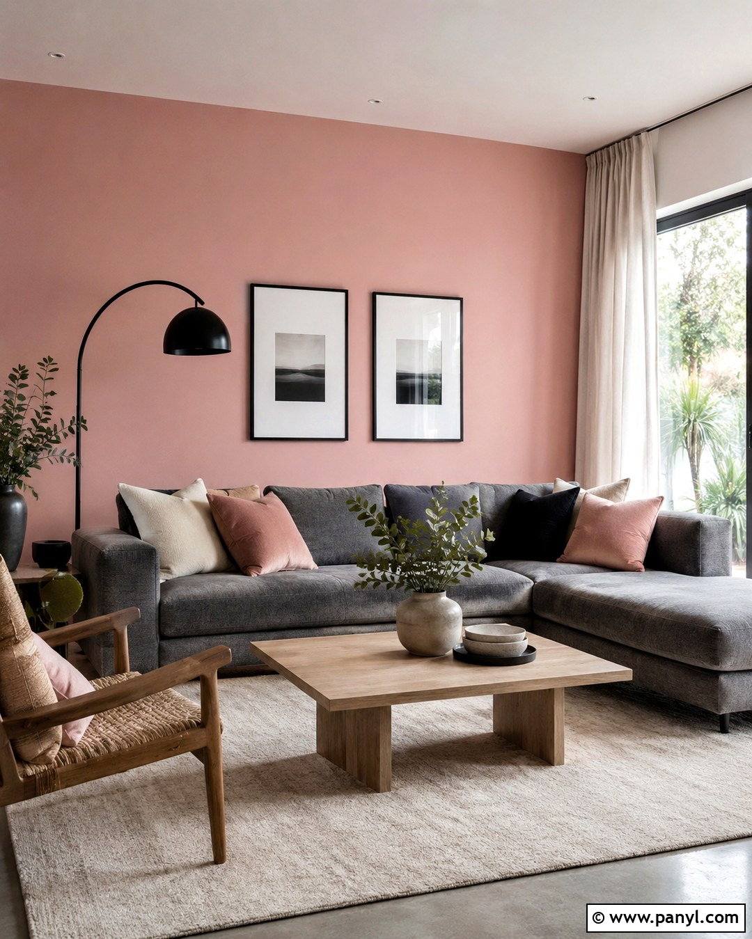 Pastel Pink Accent Wall With Gray Furniture - 20 Pastel Pink Accent Wall Ideas